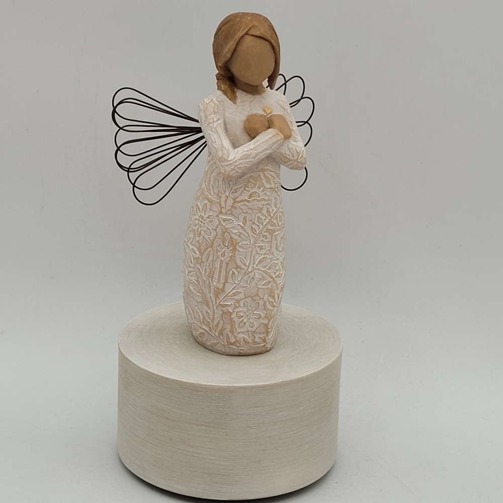 7.5”h hand-painted Willow Tree Remebrance Figurine Plays ”Till the end of time”